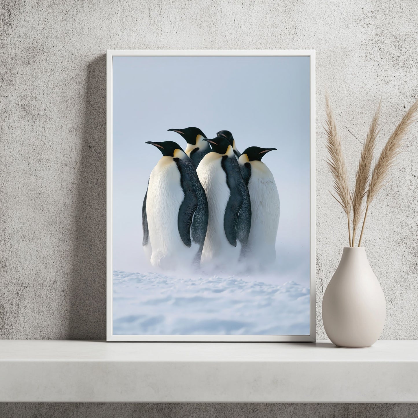 Pinguine im Schneesturm Poster – Raumansicht 2