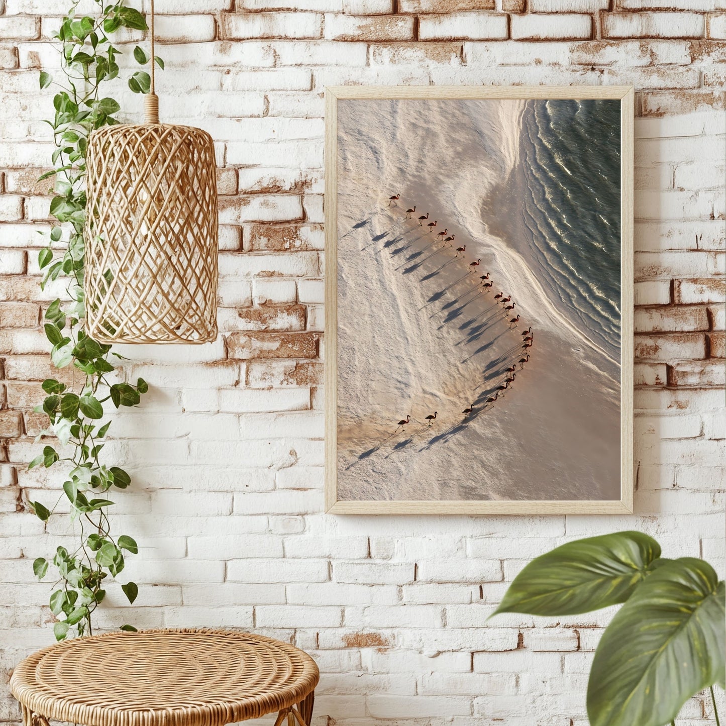 Flamingos als Linien Poster – Raumansicht 1
