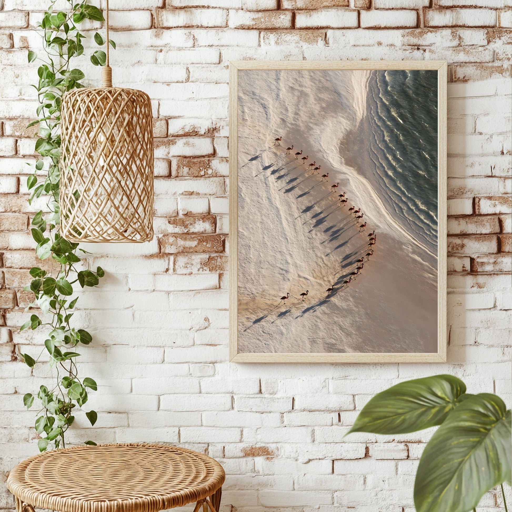 Flamingos als Linien Poster – Raumansicht 1