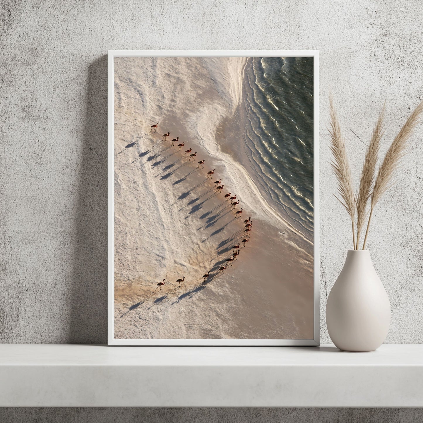 Flamingos als Linien Poster – Raumansicht 2