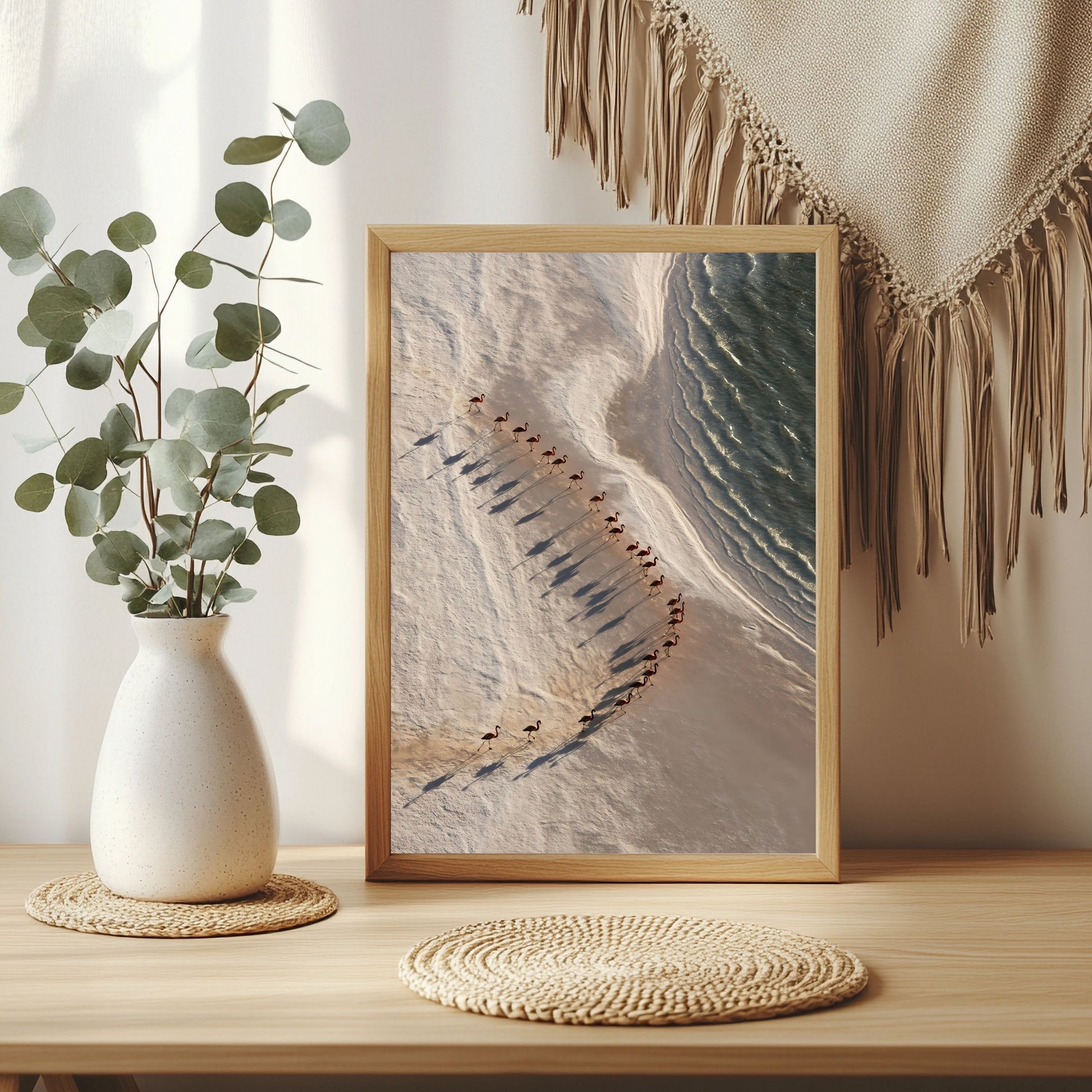 Flamingos als Linien Poster – Raumansicht 3