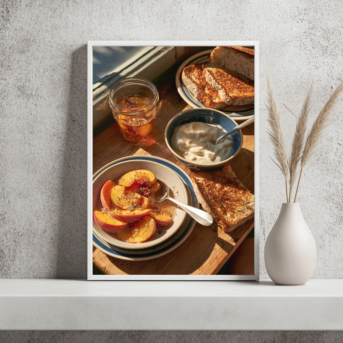 Frühstück mit Pfirsichen Poster – Raumansicht 2