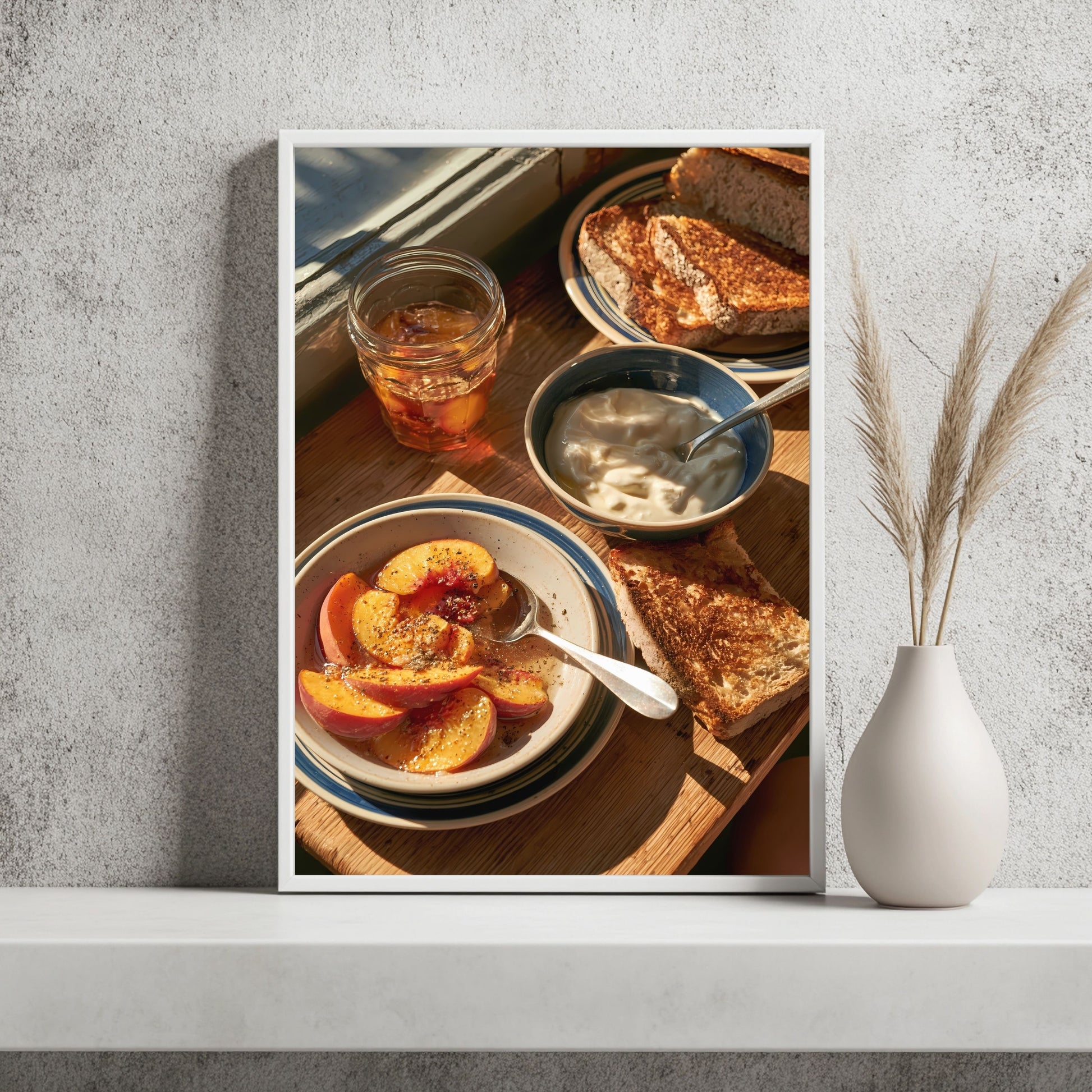 Frühstück mit Pfirsichen Poster – Raumansicht 2