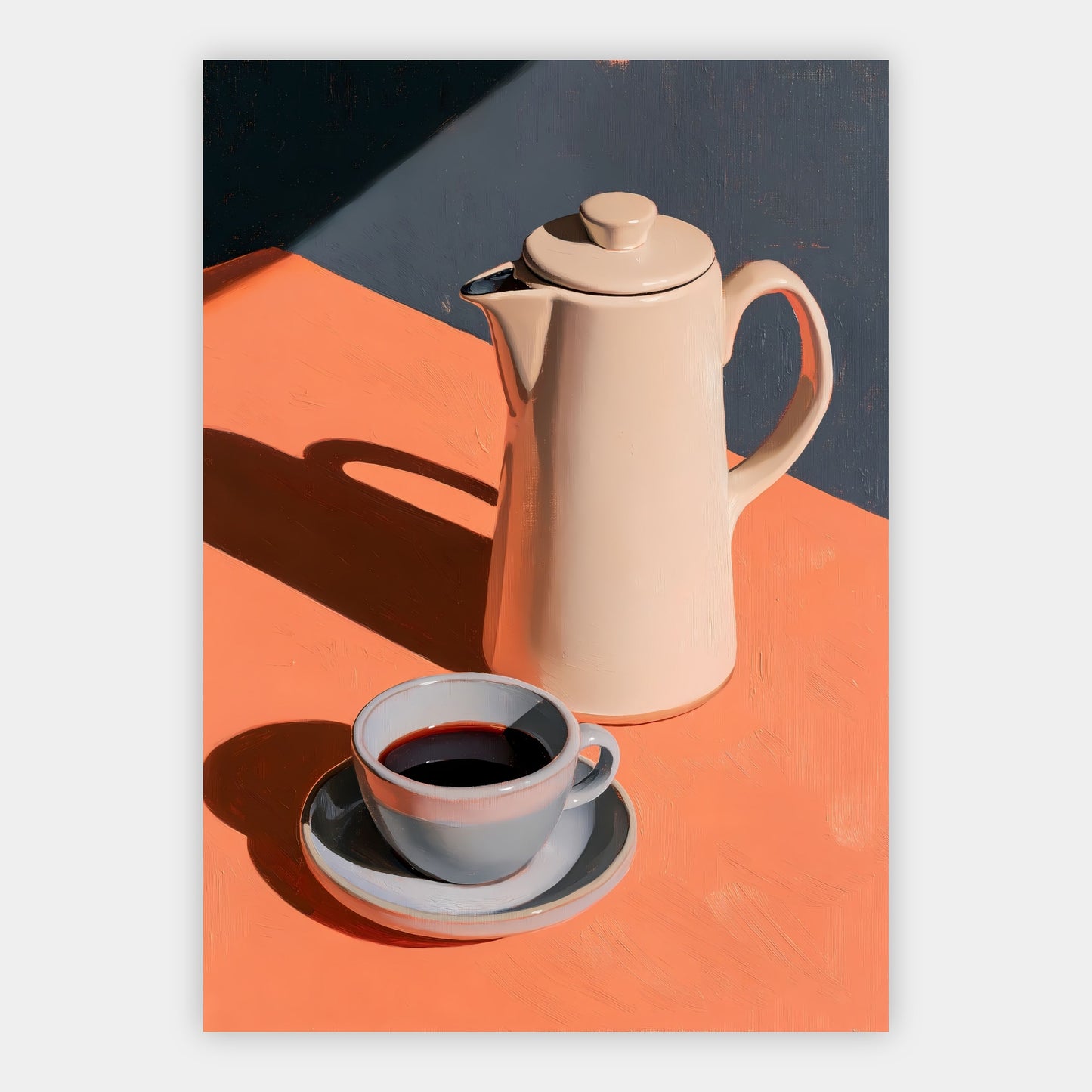 Kaffeekanne im Morgenlicht Poster – Freisteller