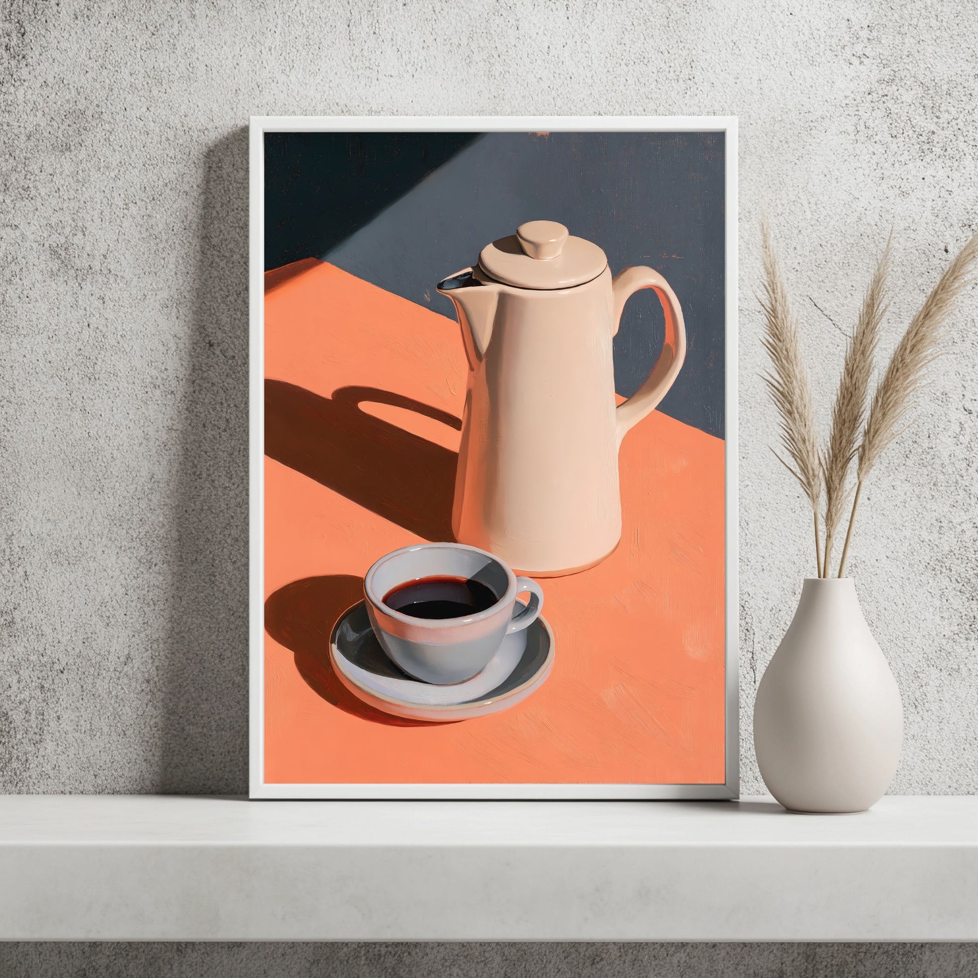 Kaffeekanne im Morgenlicht Poster – Raumansicht 2