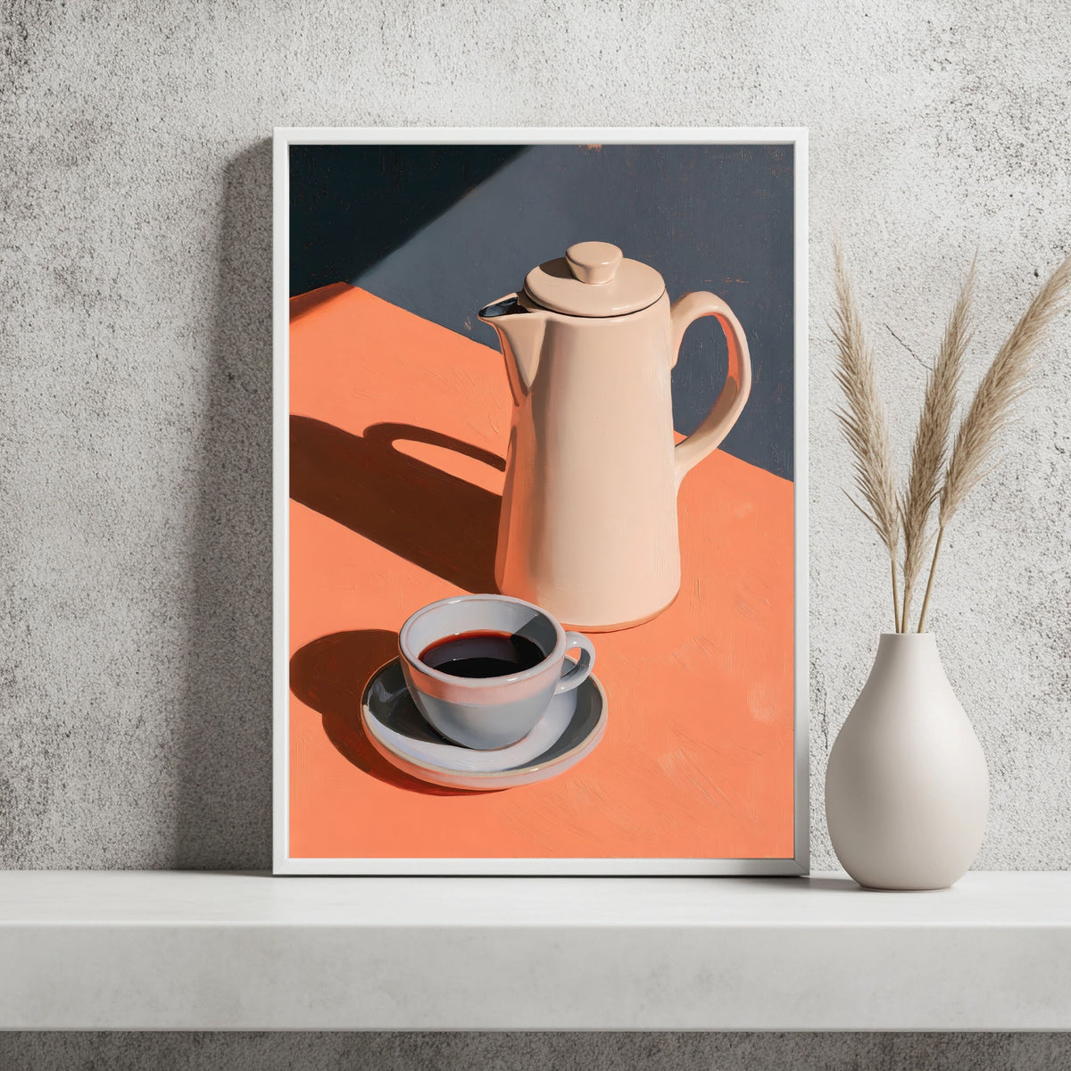 Kaffeekanne im Morgenlicht Poster – Raumansicht 2
