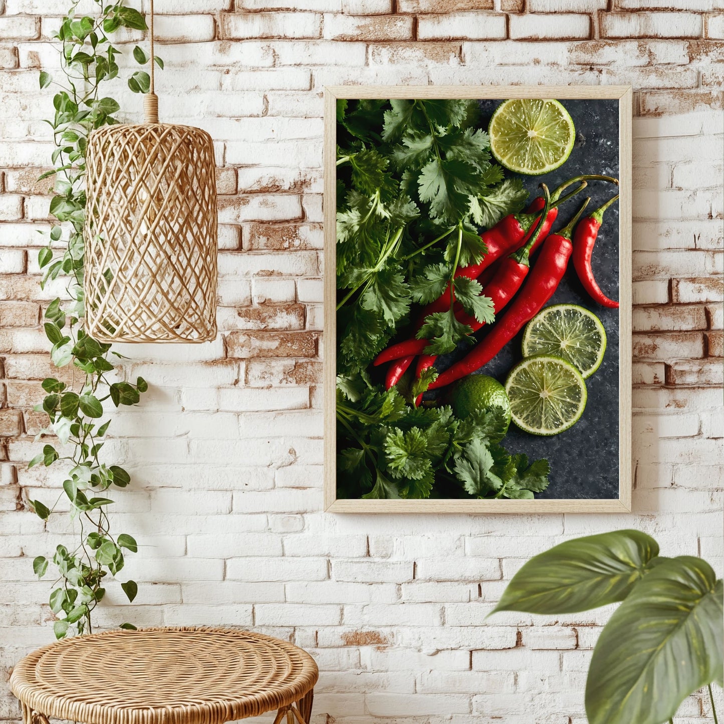 Chili und Limetten Poster – Raumansicht 1