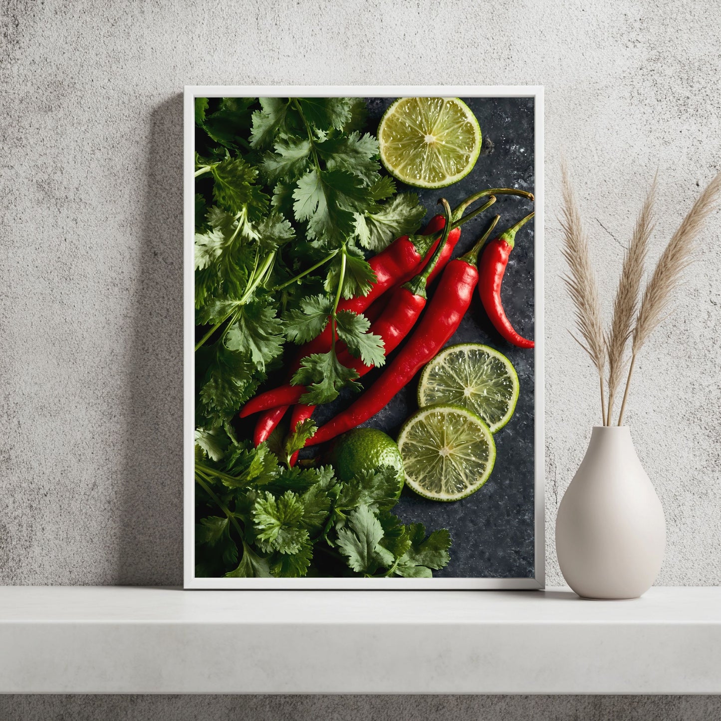 Chili und Limetten Poster – Raumansicht 2