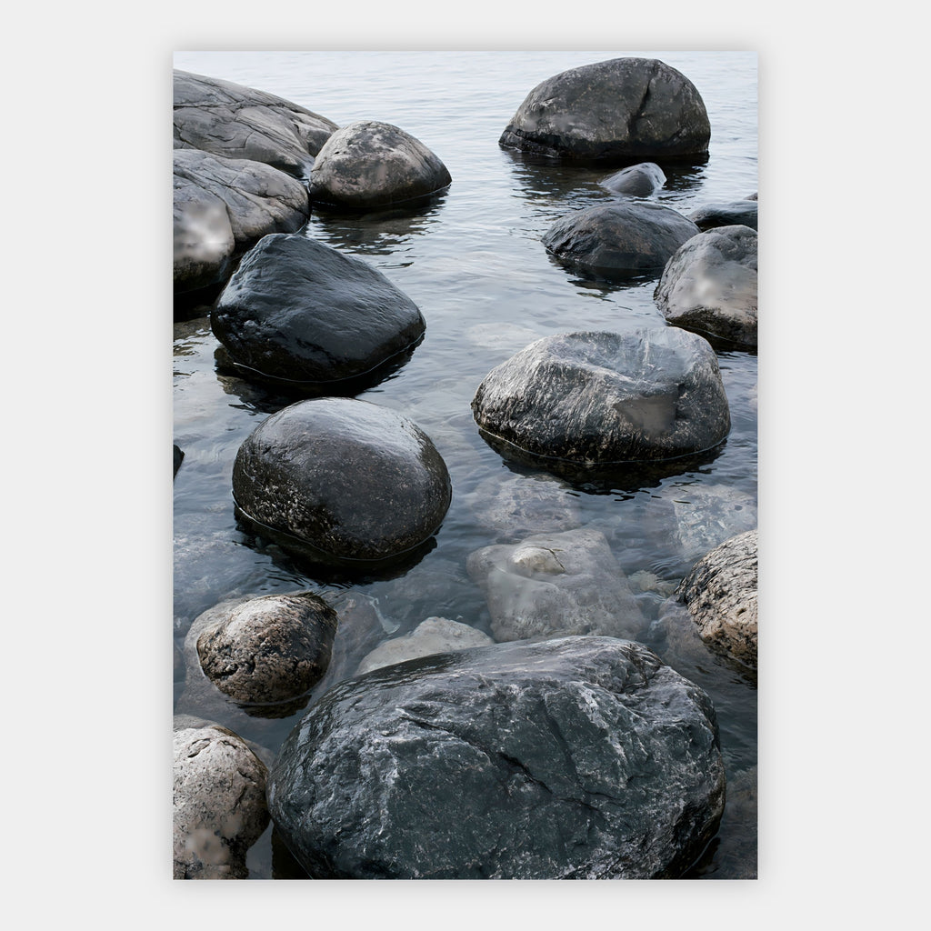 Steinstrand in Grau Poster – Freisteller