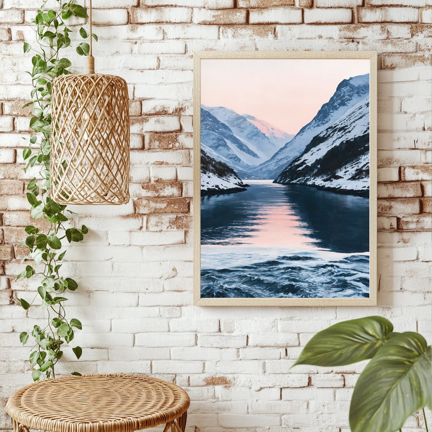 Fjord im Winterlicht Poster – Raumansicht 1