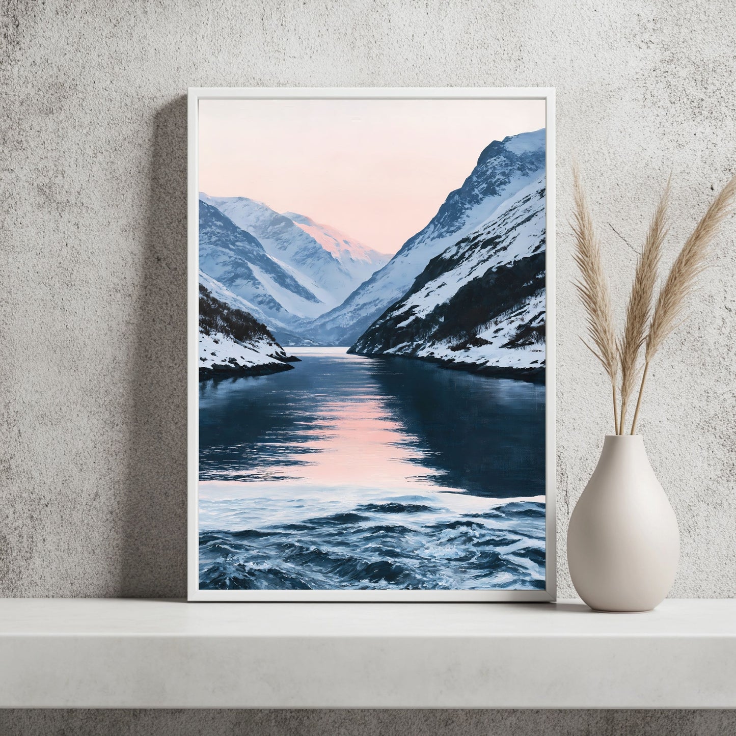 Fjord im Winterlicht Poster – Raumansicht 2