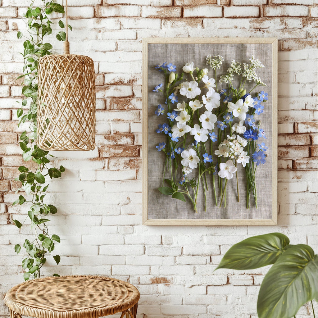 Wildblumen auf Leinen Poster – Raumansicht 1