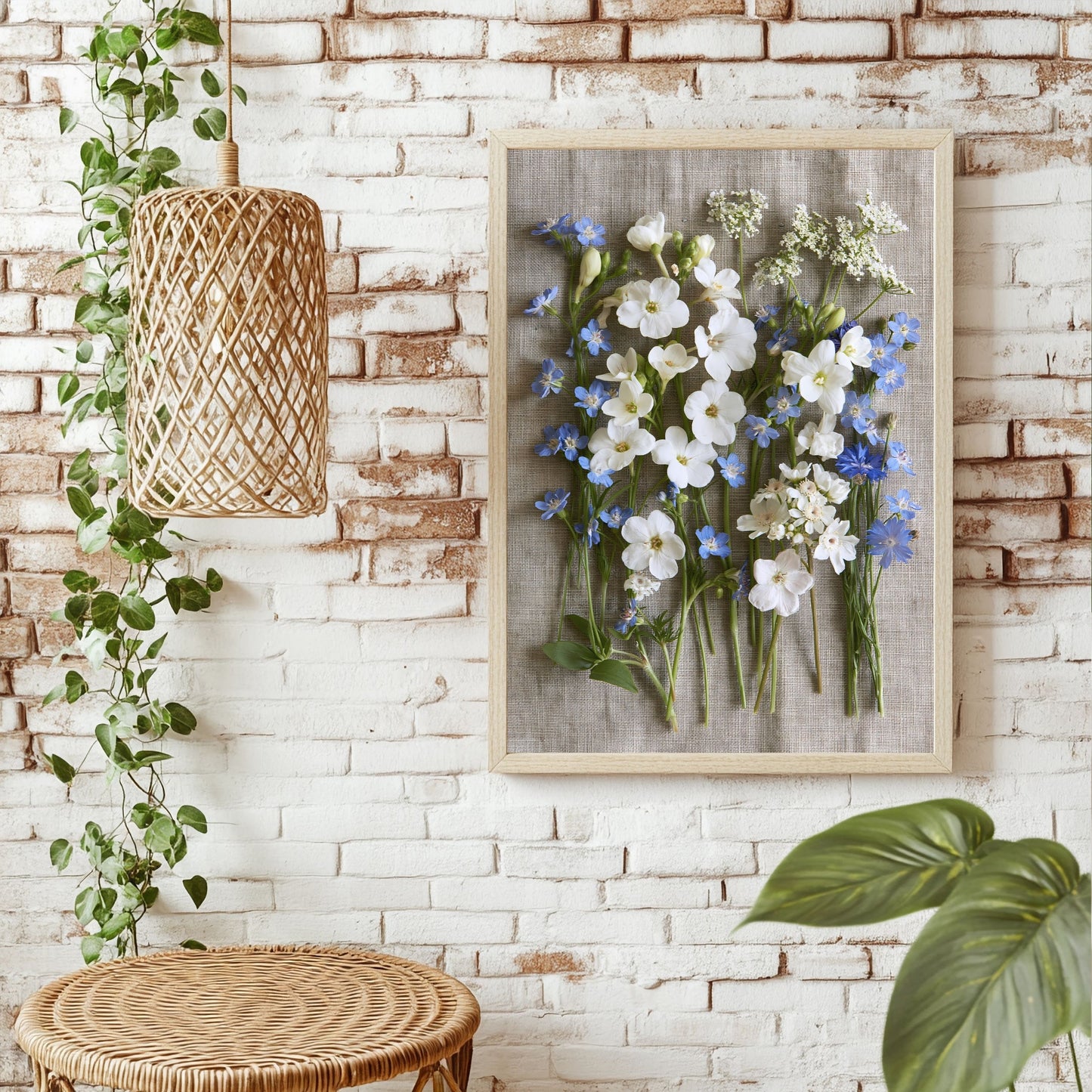 Wildblumen auf Leinen Poster – Raumansicht 1