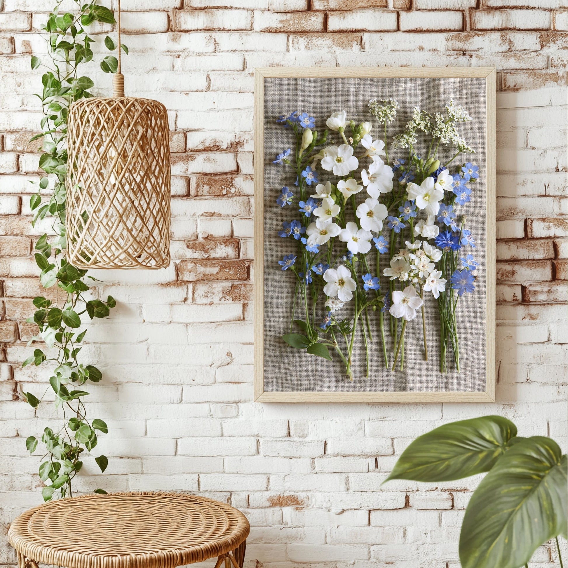 Wildblumen auf Leinen Poster – Raumansicht 1