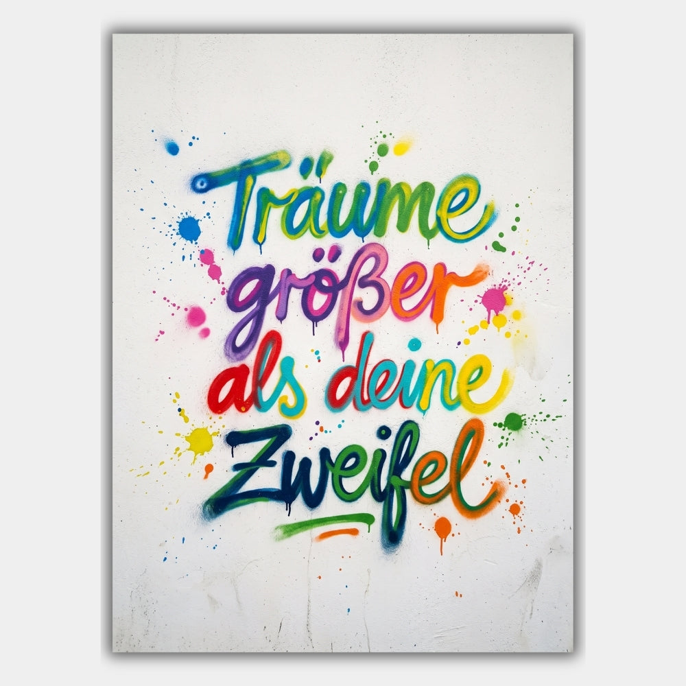 Träume Größer Graffiti Spruch Poster – Produktansicht 1