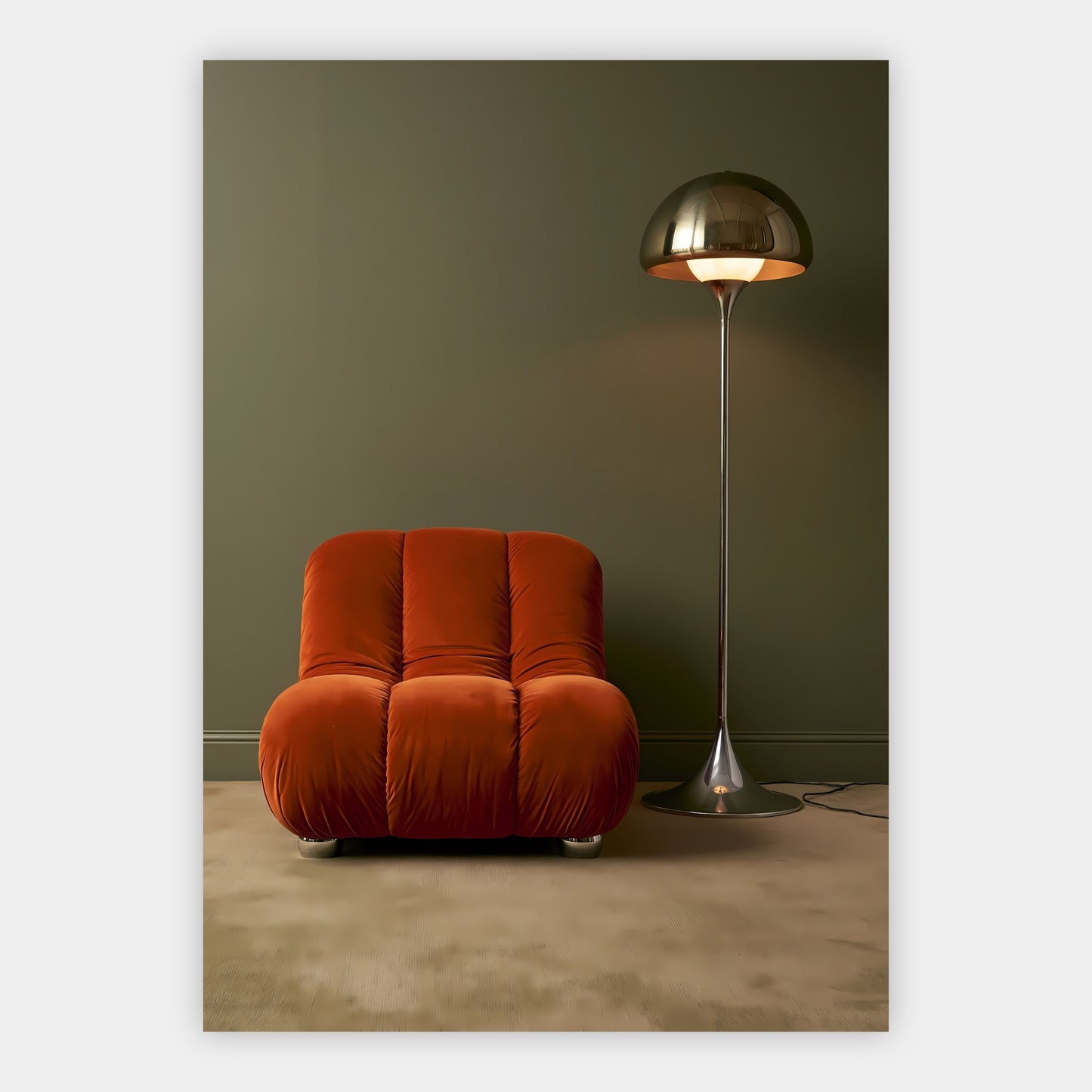 Oranger Sessel und Lampe Poster – Freisteller