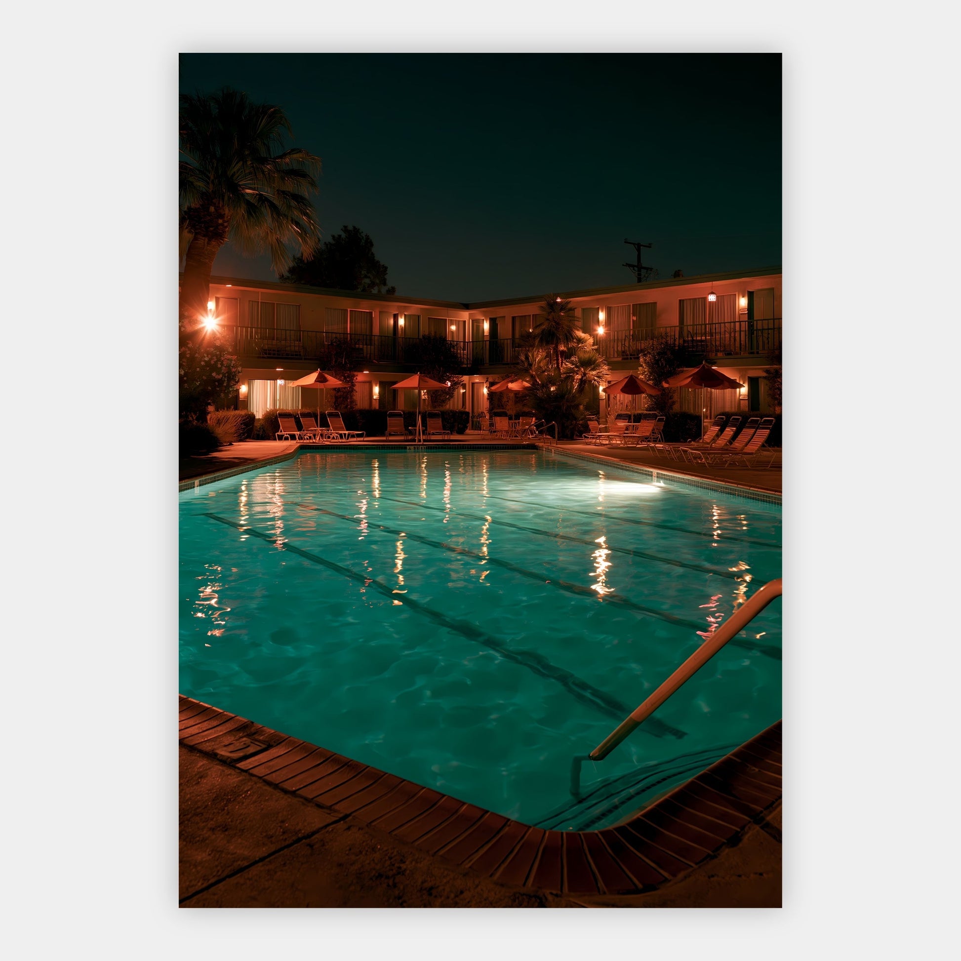 Motelpool bei Nacht Poster – Freisteller