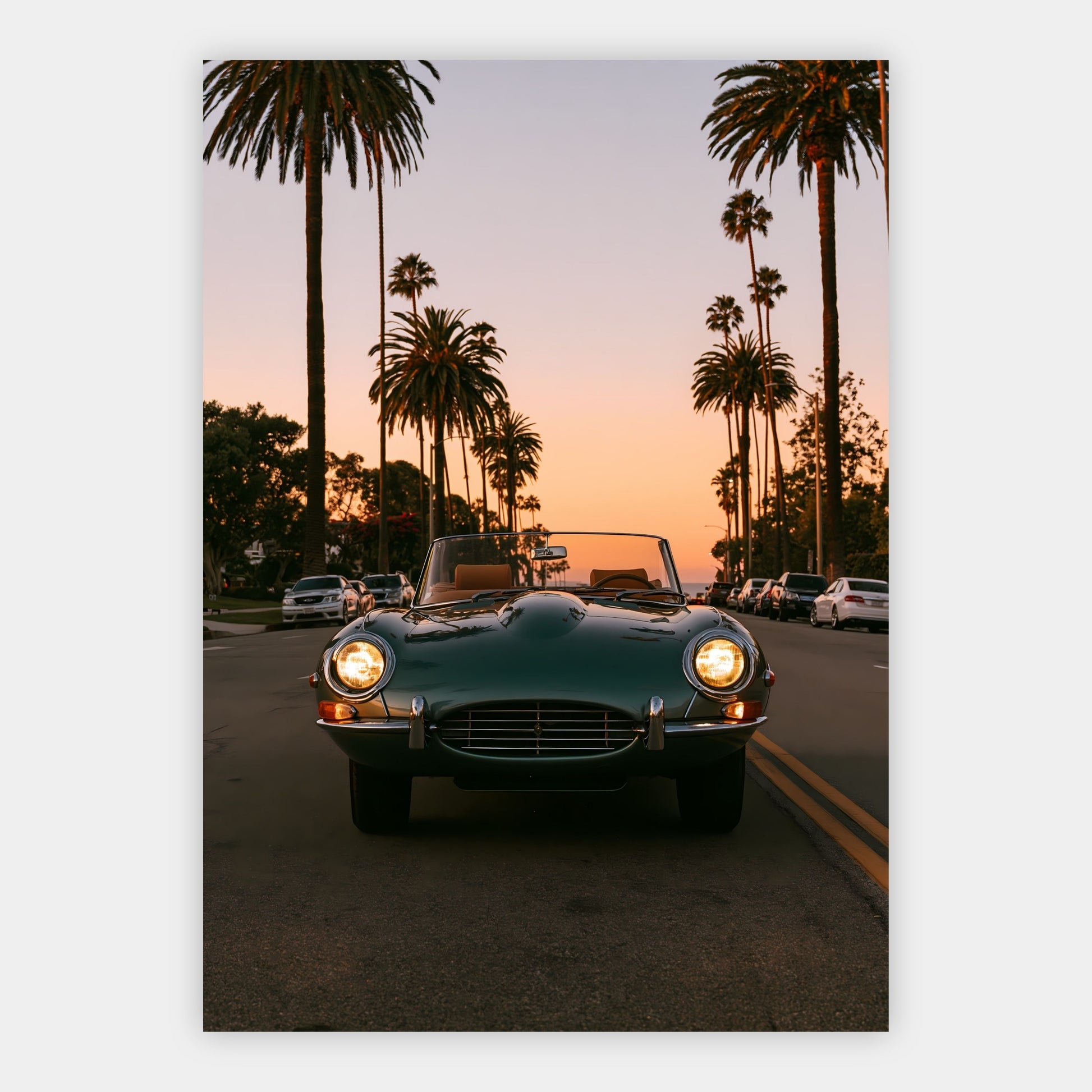 Sommerauto unter Palmen Poster – Freisteller