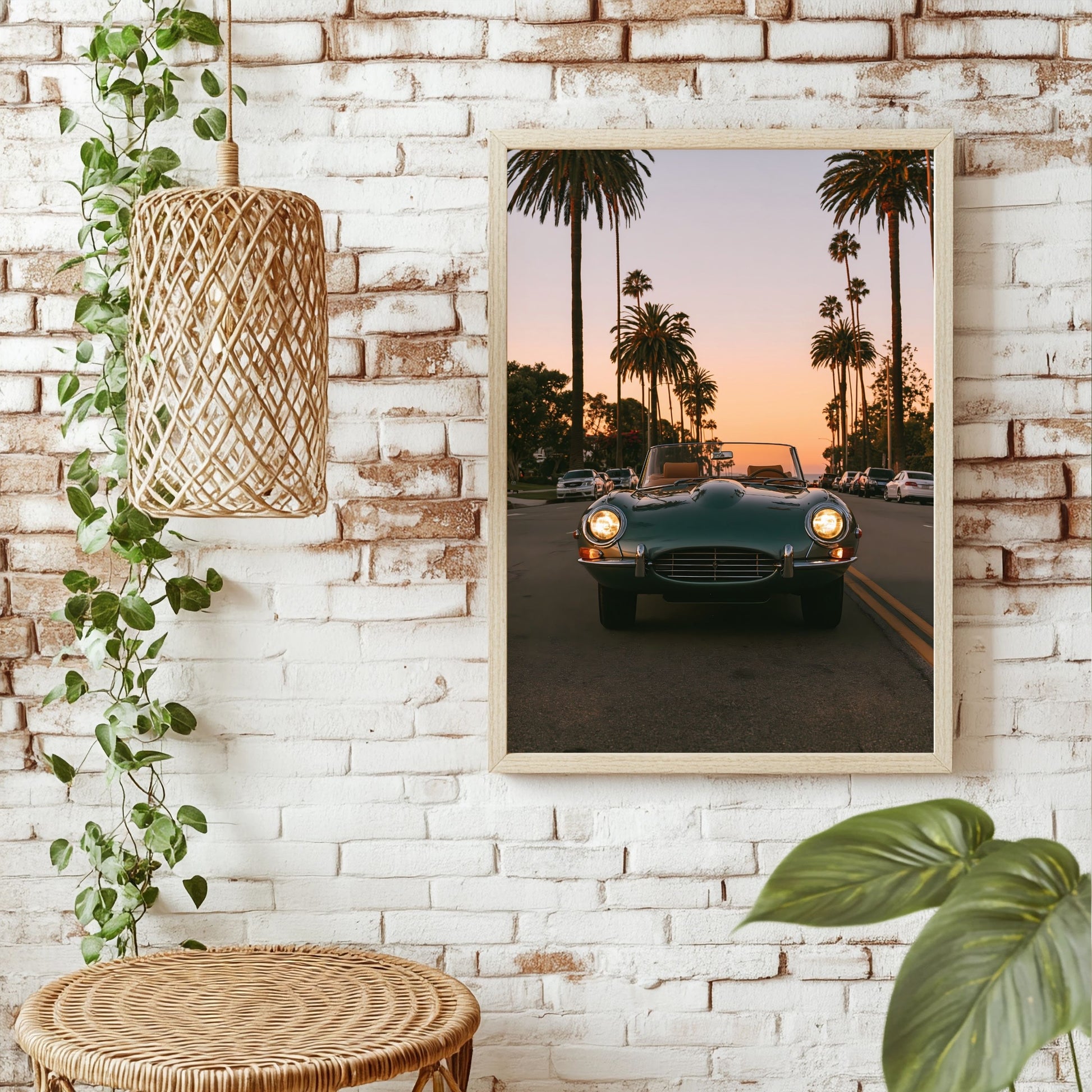 Sommerauto unter Palmen Poster – Raumansicht 1