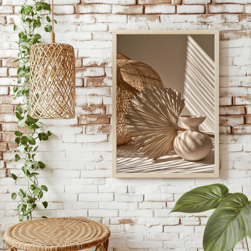 Palmblatt und Rattan Poster – Raumansicht 1