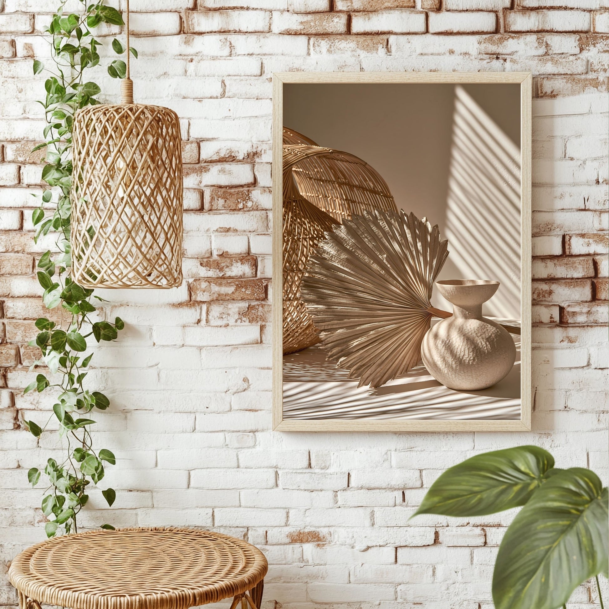 Palmblatt und Rattan Poster – Raumansicht 1