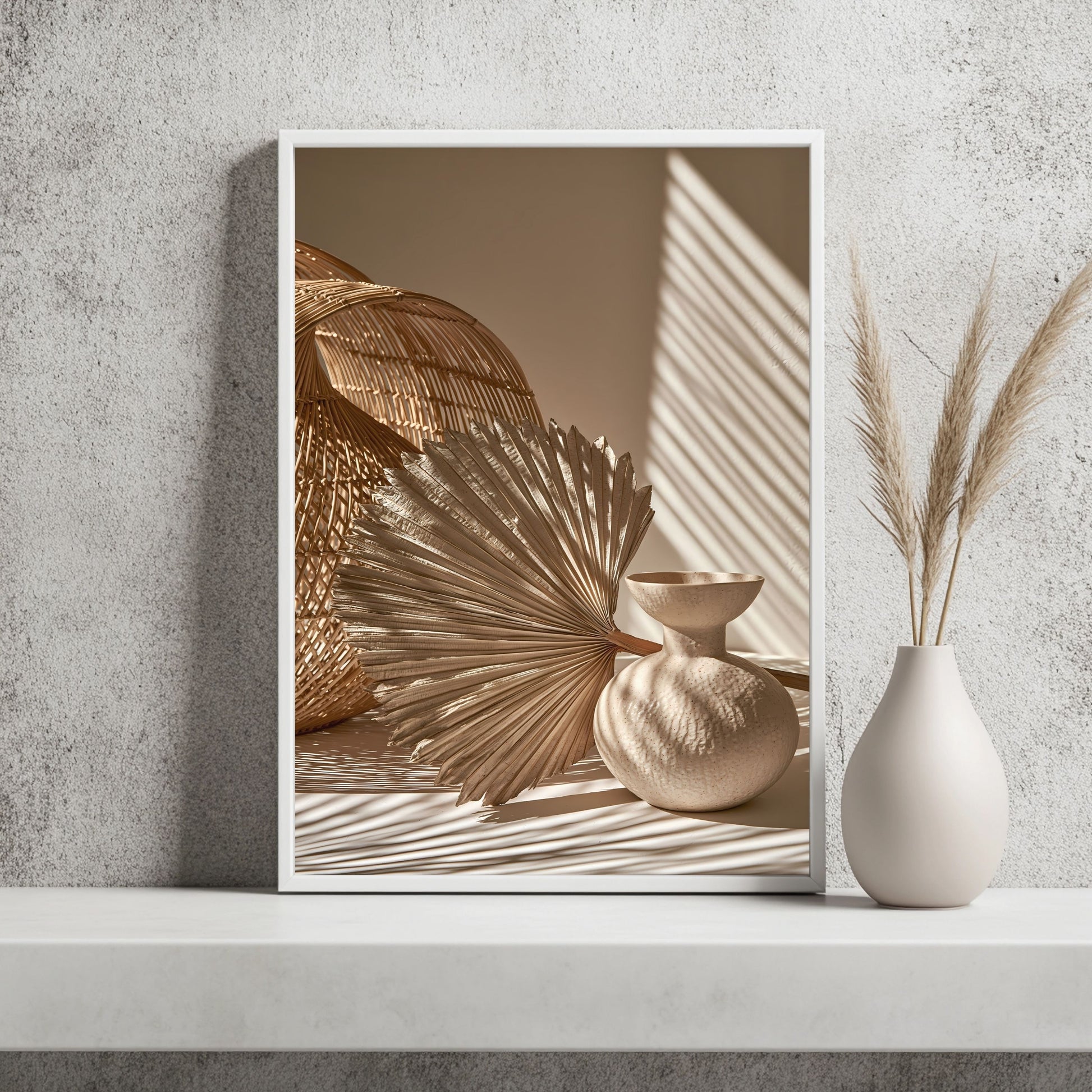 Palmblatt und Rattan Poster – Raumansicht 2
