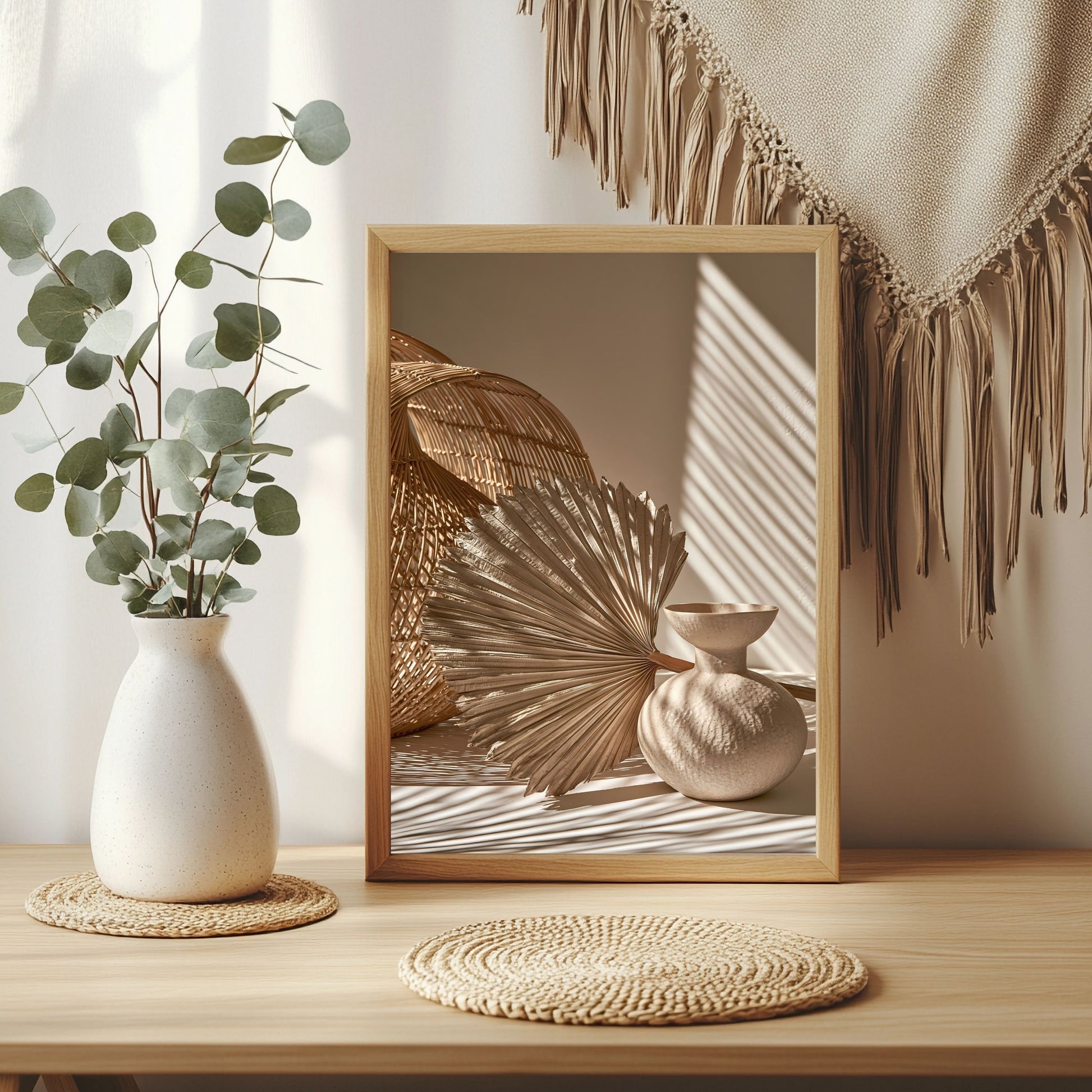Palmblatt und Rattan Poster – Raumansicht 3