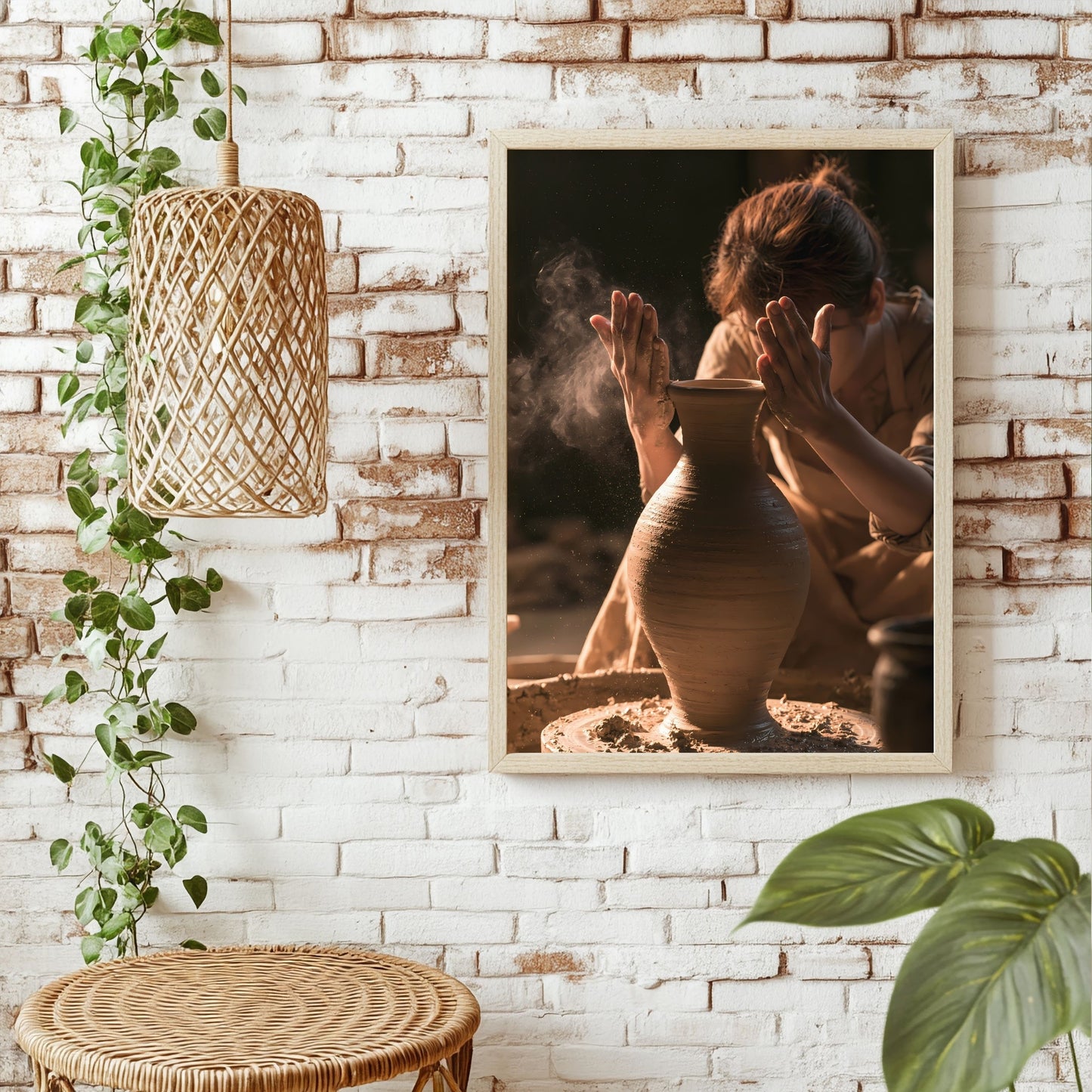 Hände mit Tonerde Poster – Raumansicht 1