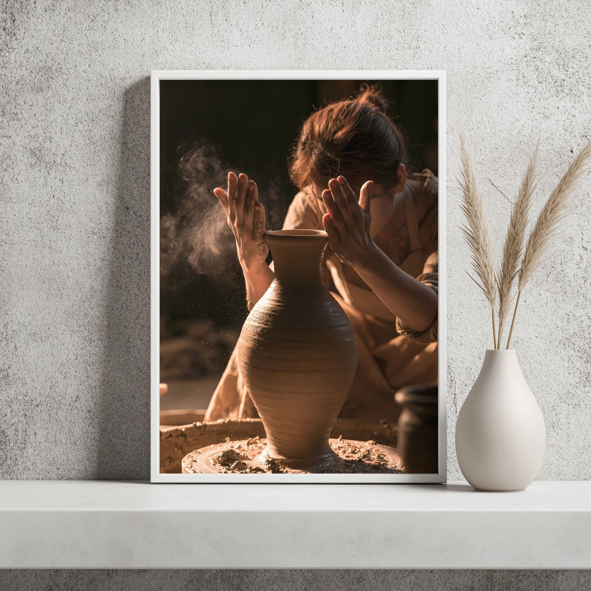 Hände mit Tonerde Poster – Raumansicht 2