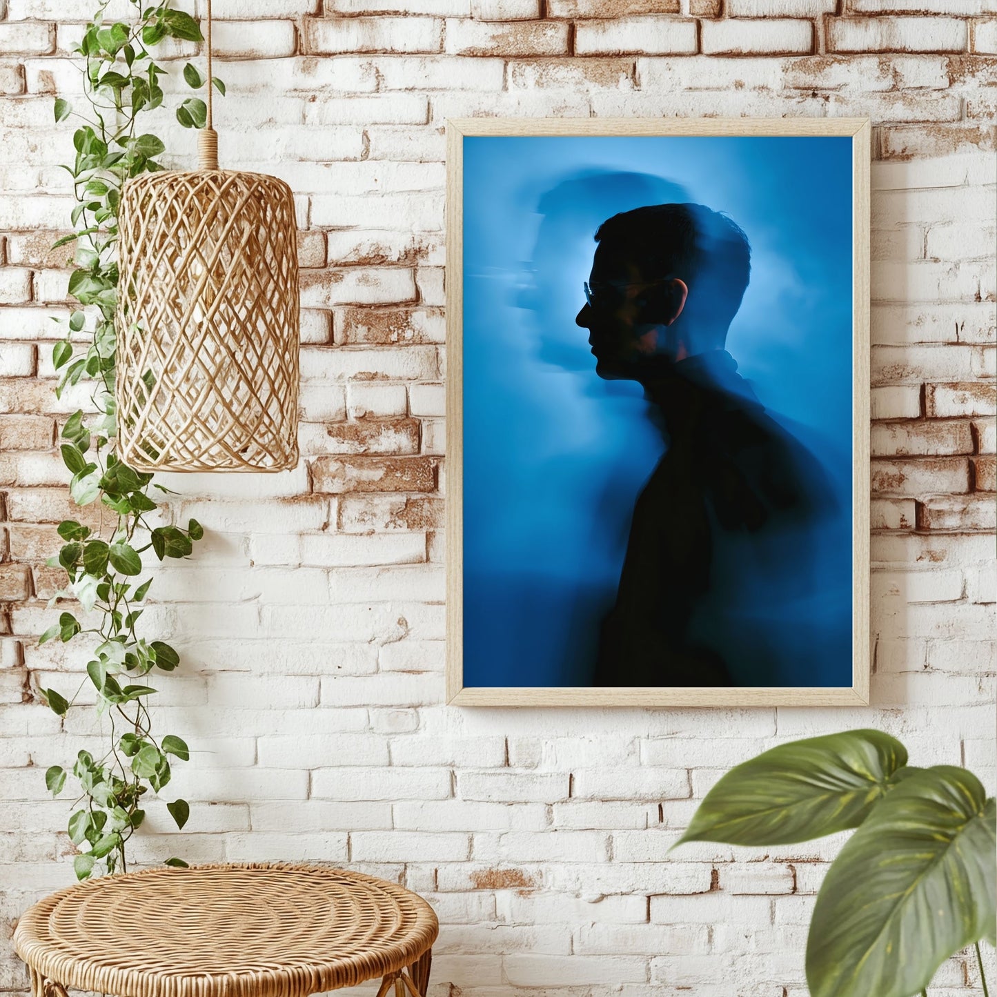 Schattenporträt in Blau Poster – Raumansicht 1