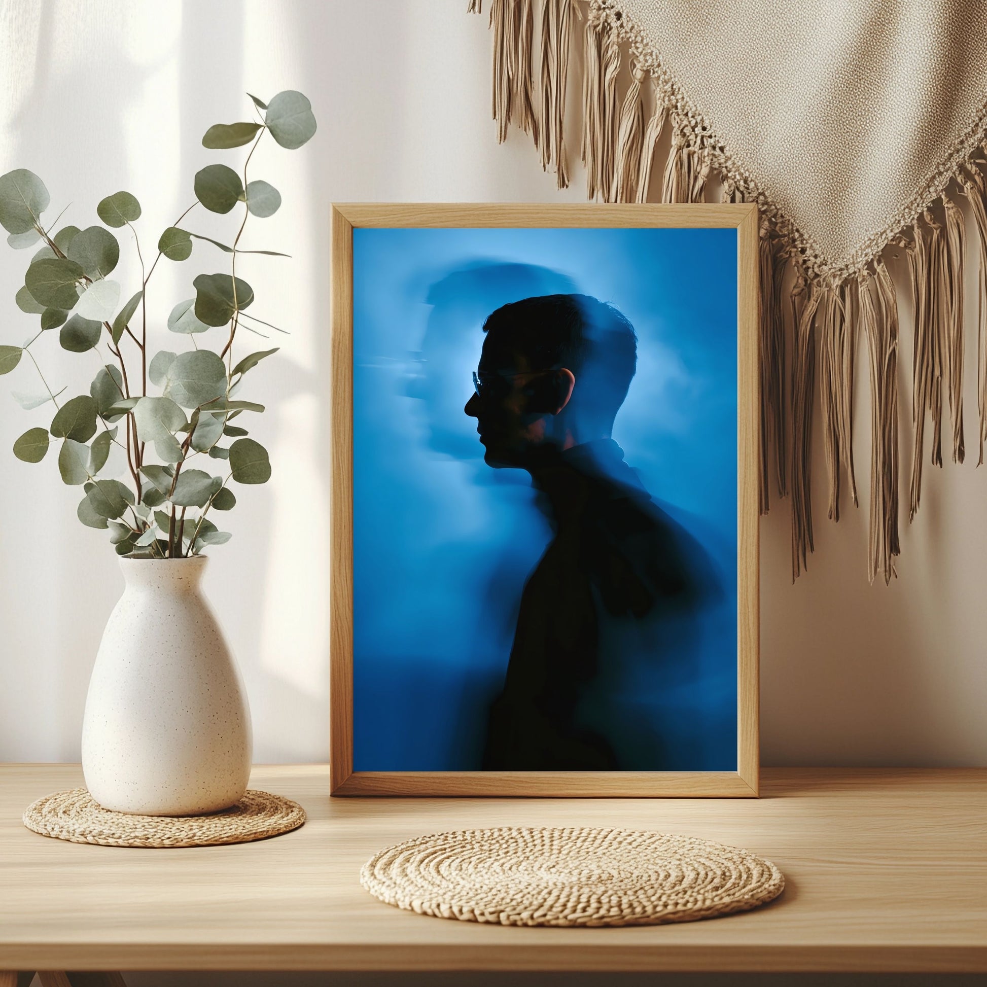 Schattenporträt in Blau Poster – Raumansicht 3