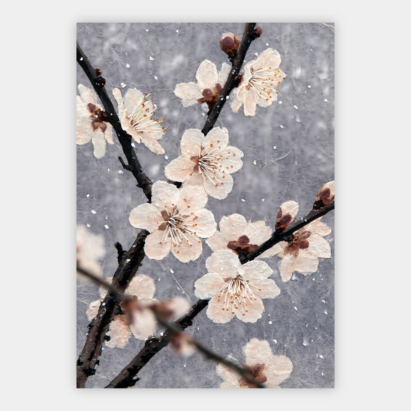 Pflaumenblüten im Regen Poster – Freisteller