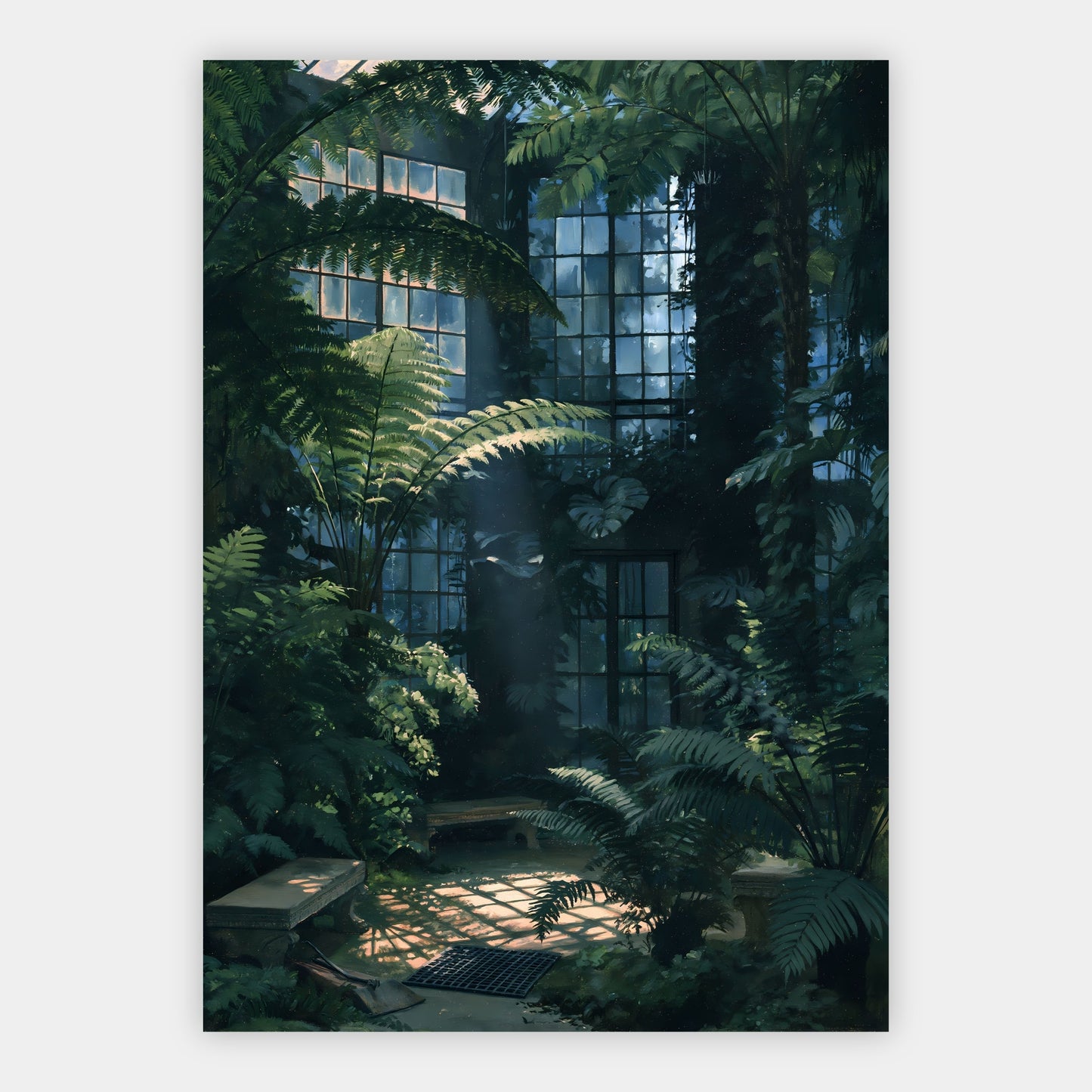 Gewächshaus bei Nacht Poster – Freisteller