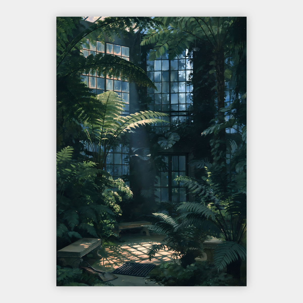 Gewächshaus bei Nacht Poster – Freisteller