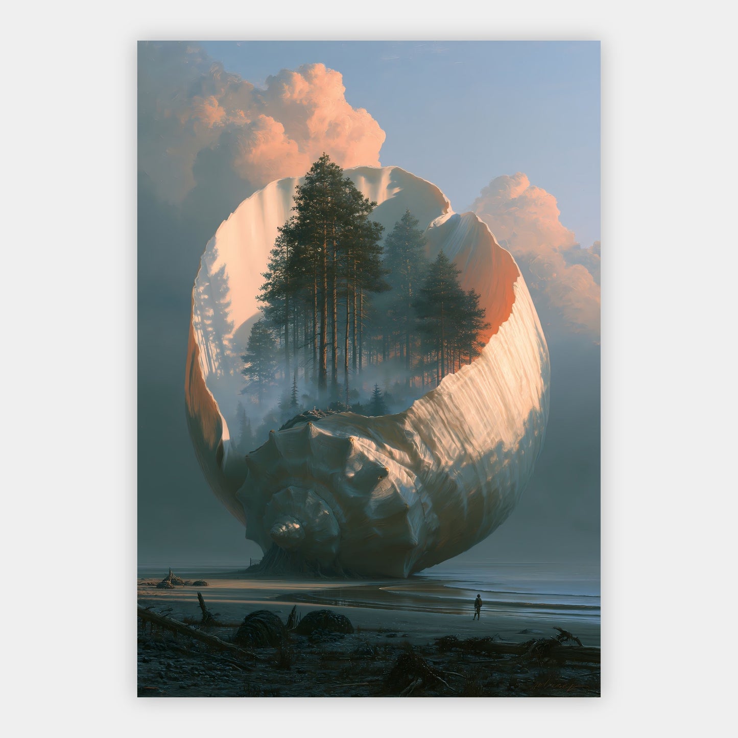Wald in einer Muschel Poster – Freisteller