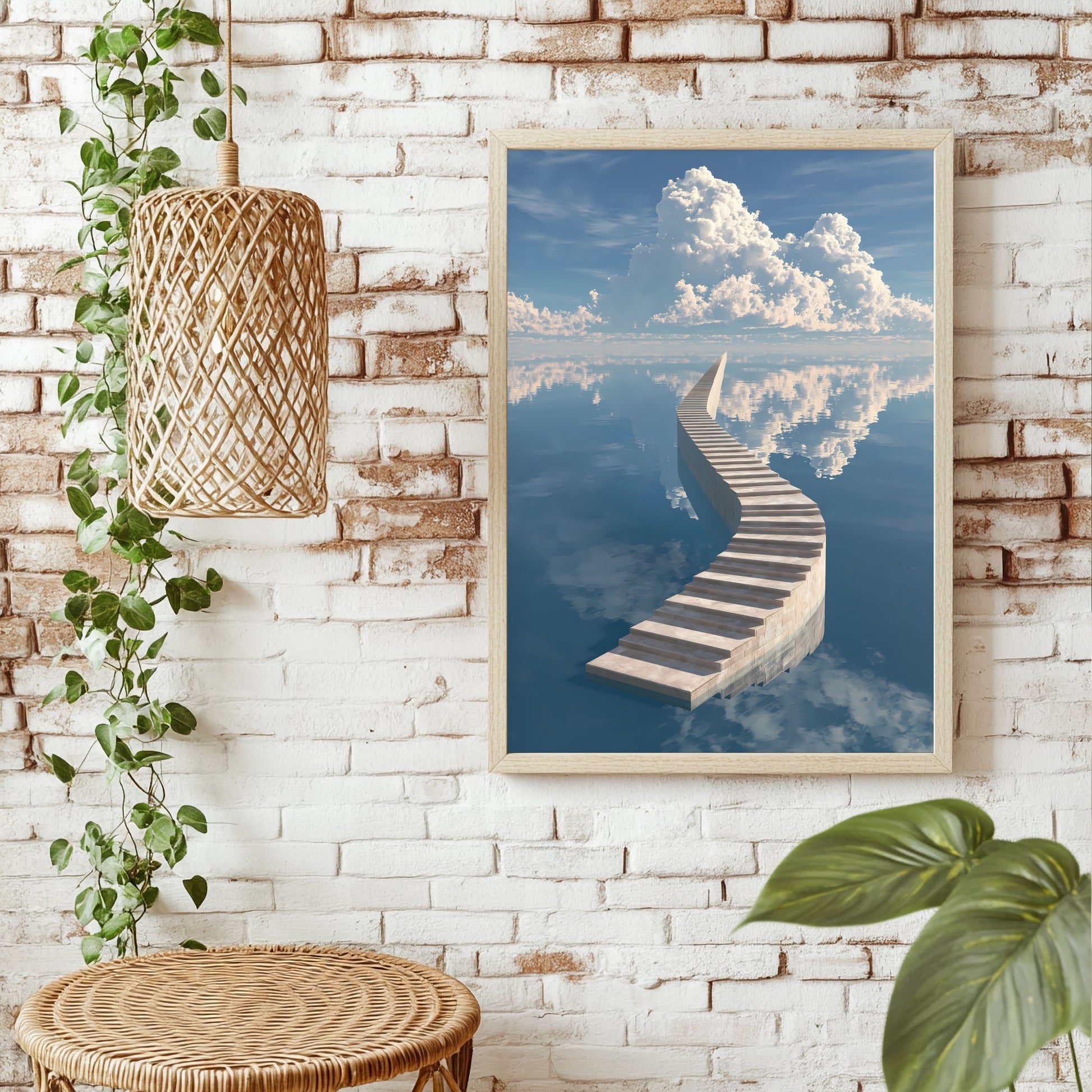 Treppe durch Wasserhimmel Poster – Raumansicht 1