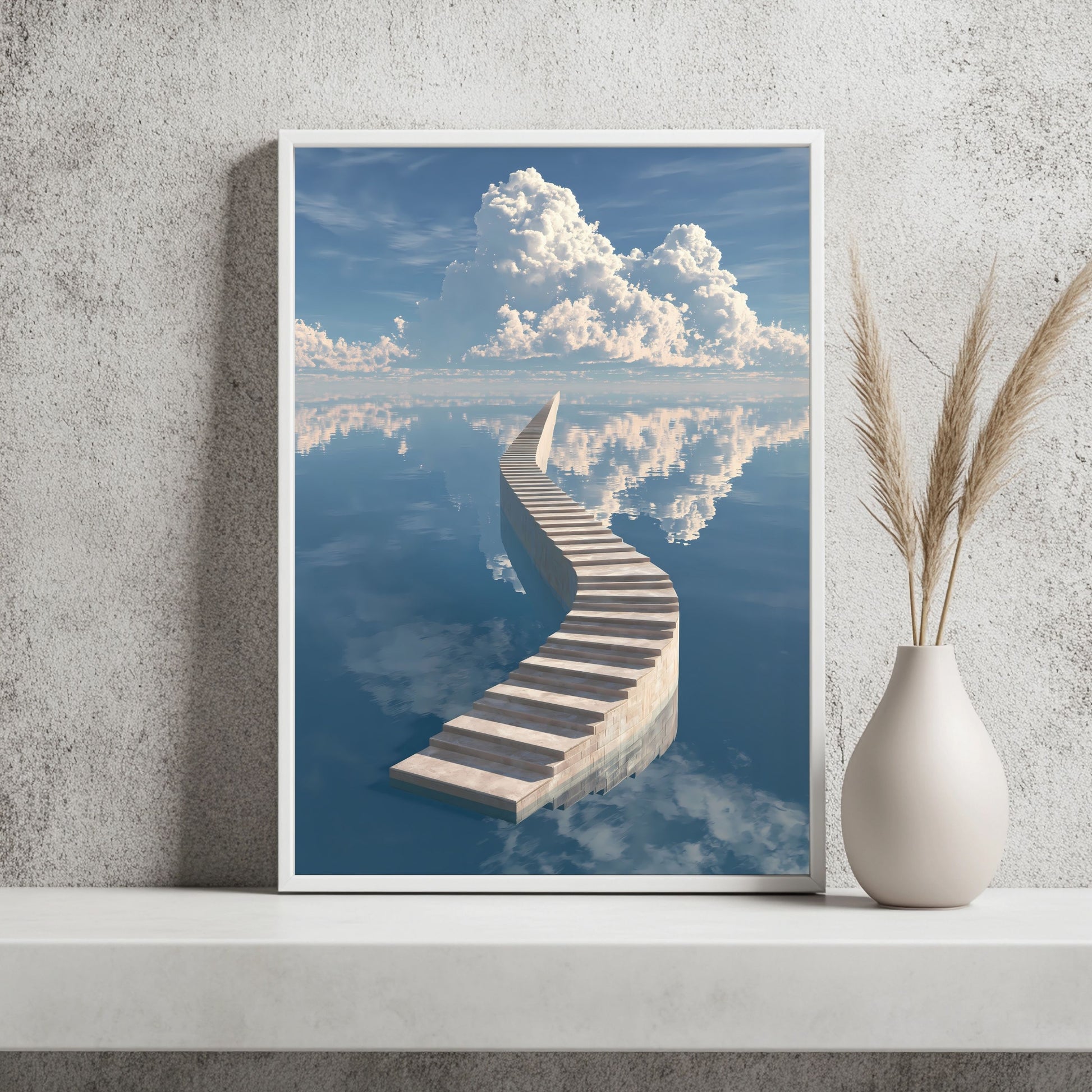 Treppe durch Wasserhimmel Poster – Raumansicht 2