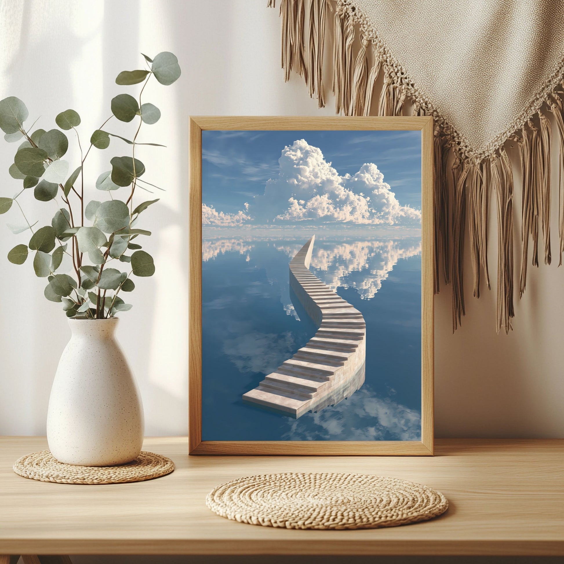 Treppe durch Wasserhimmel Poster – Raumansicht 3