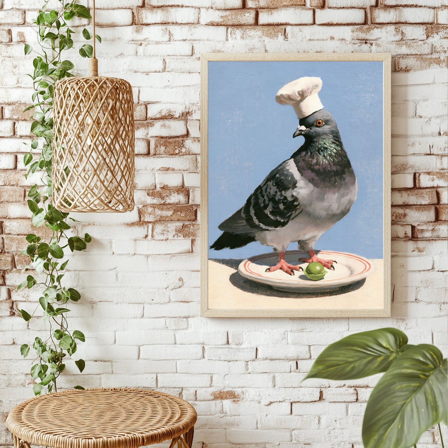 Taube als Chefkoch Poster – Raumansicht 1