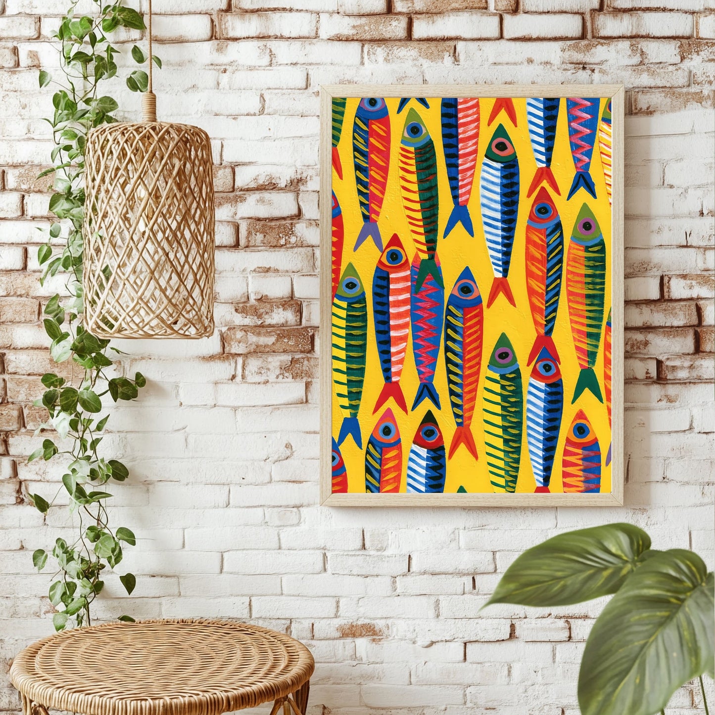 Bunte Sardinenformen Poster – Raumansicht 1