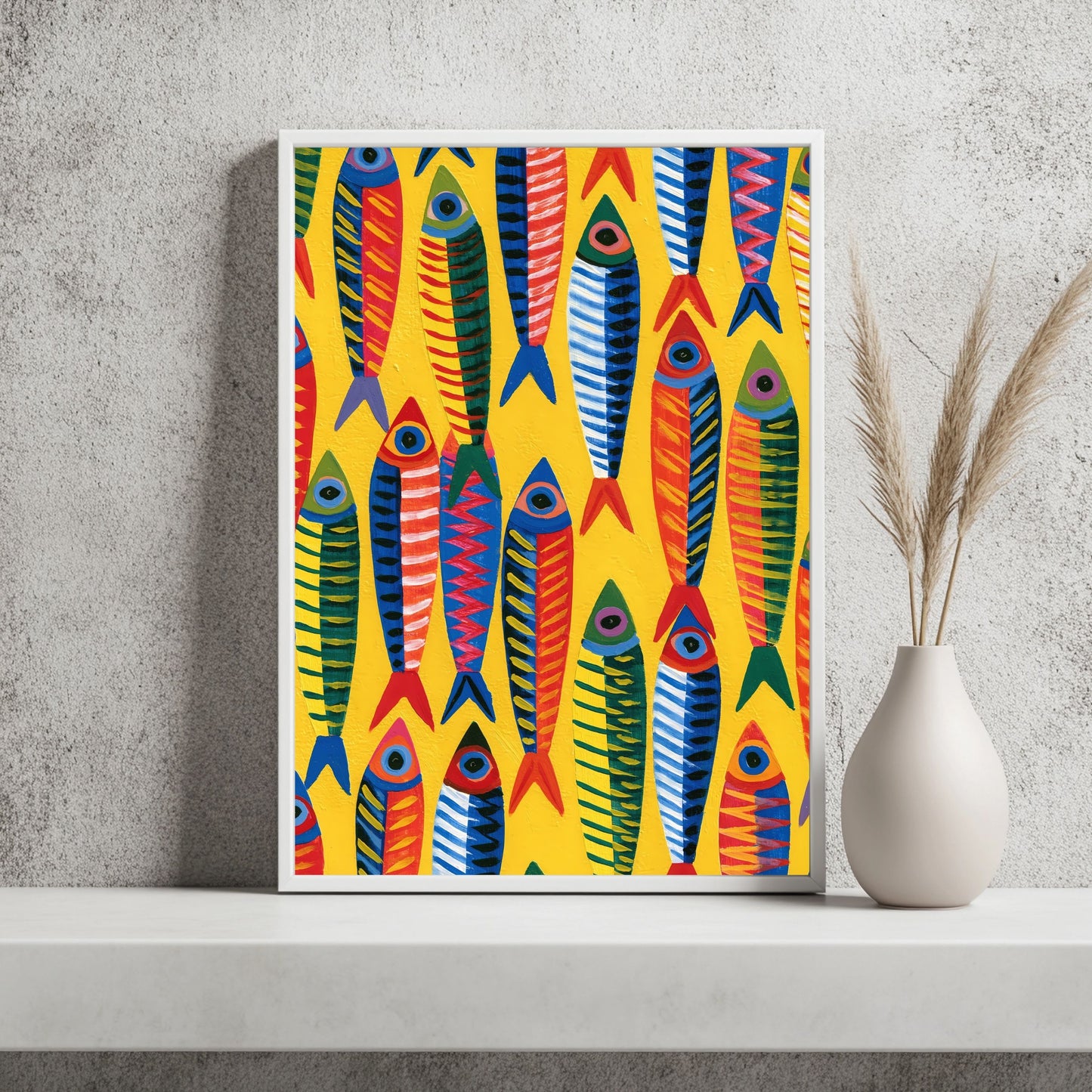 Bunte Sardinenformen Poster – Raumansicht 2