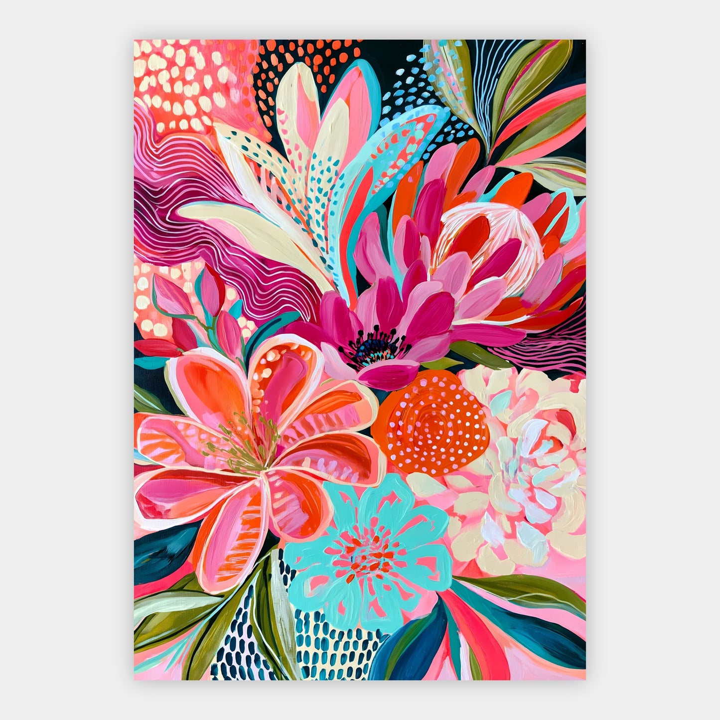 Blumen mit Punkten Poster – Freisteller
