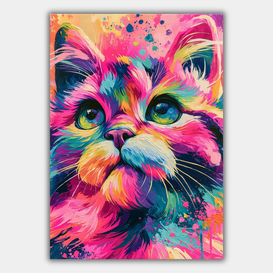 Katze Pop Art Bunt Poster, Tier Wandkunst