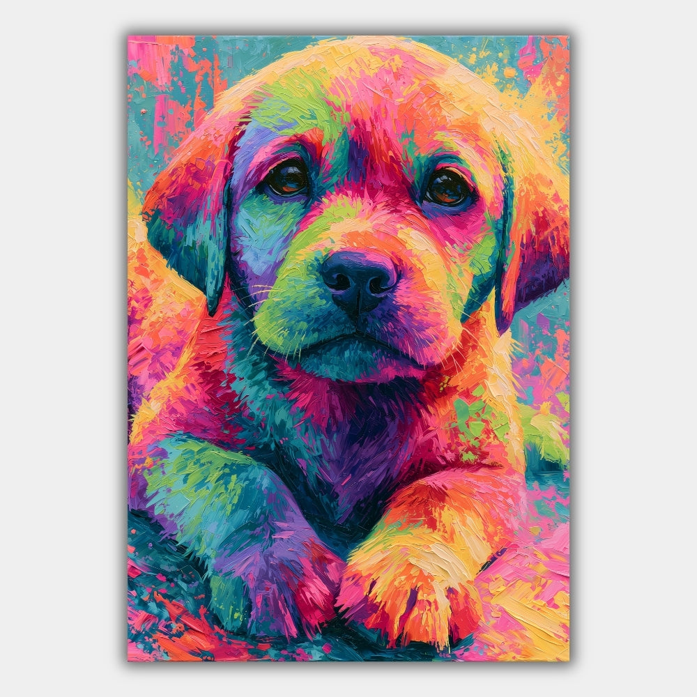 Golden Retriever Neon Bunt Poster – Produktansicht 1
