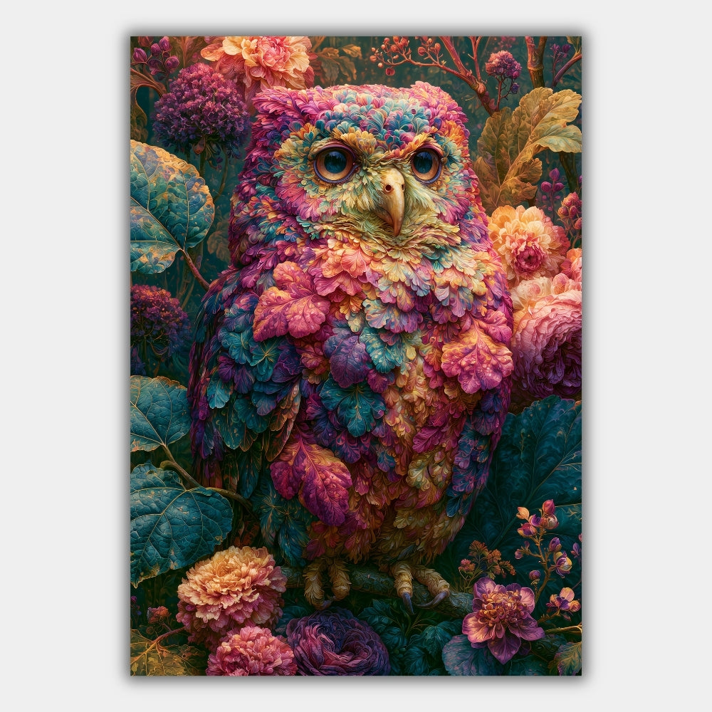 Eule Blumen Maximalistisch Poster – Produktansicht 1