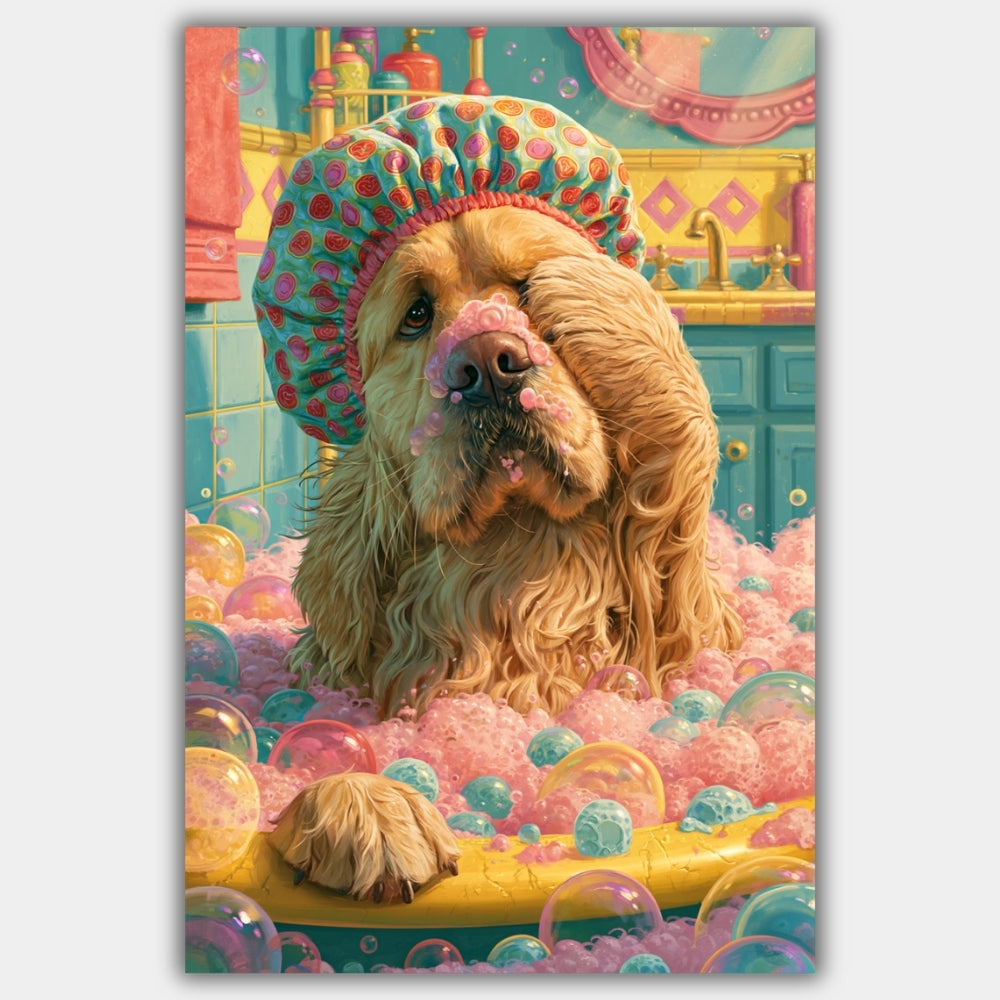 Golden Retriever Schaumbad Poster – Produktansicht 1