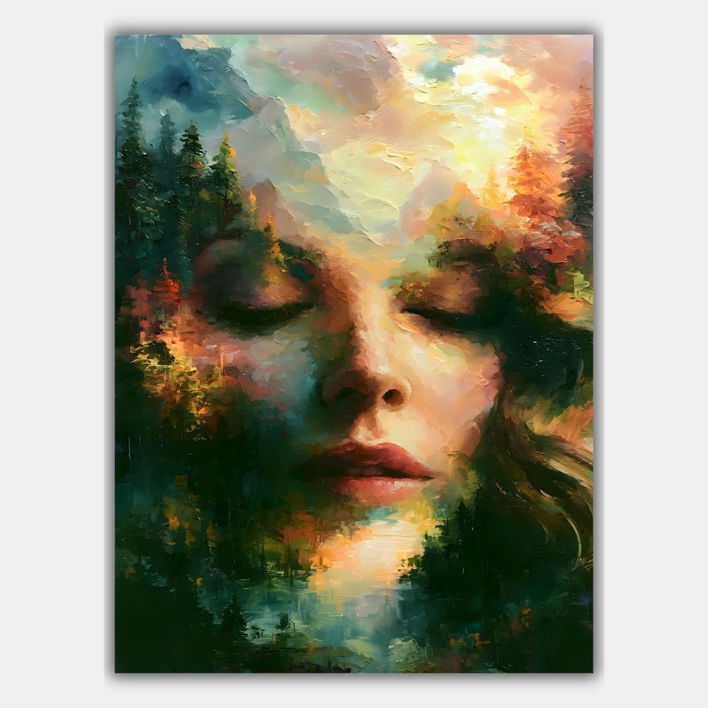 Surreales Waldgesicht Poster – Produktansicht 1