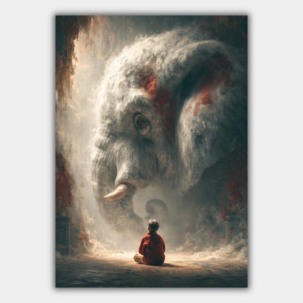 Junge und Elefant Surreal Poster – Produktansicht 1
