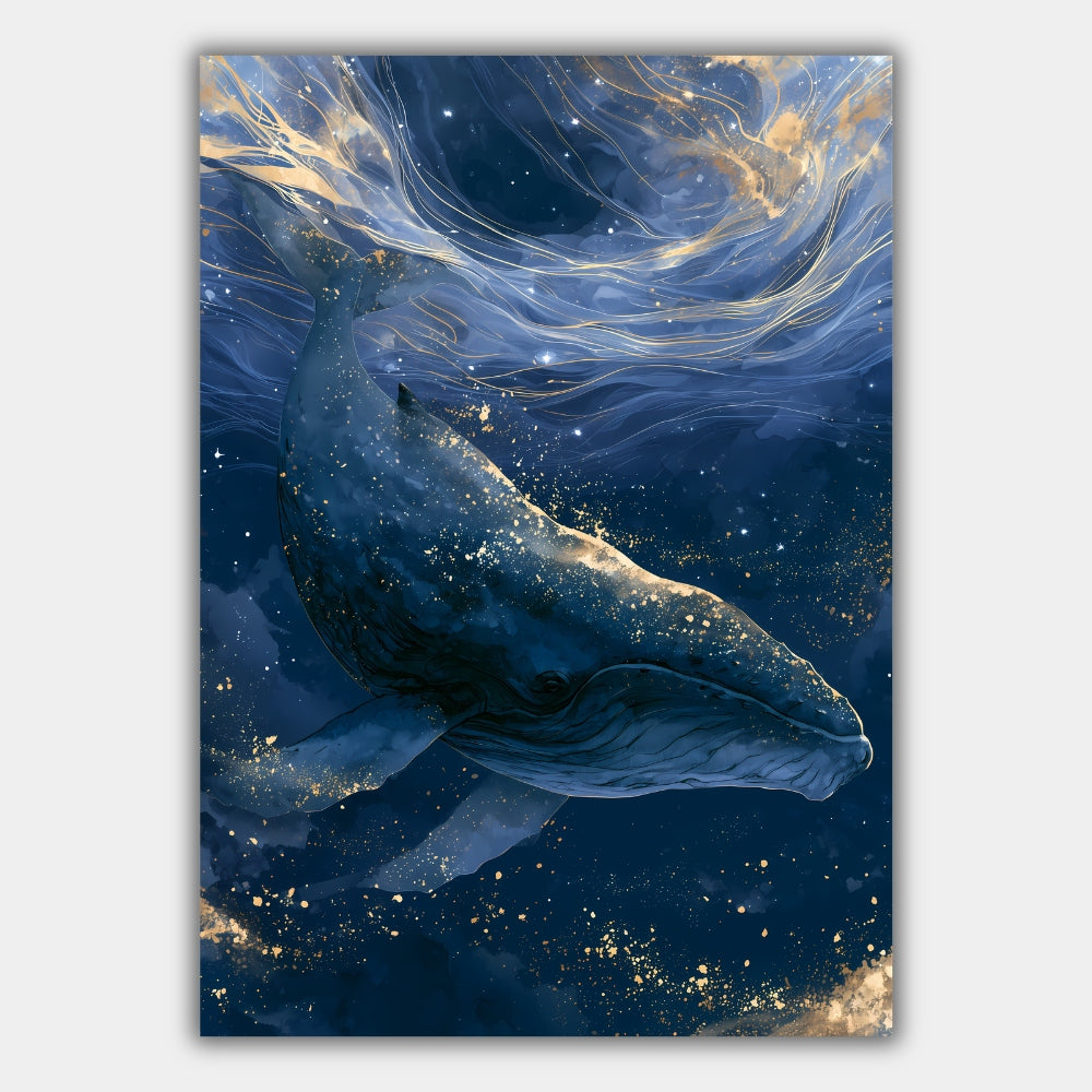 Wal unter dem Sternenhimmel Poster – Produktansicht 1