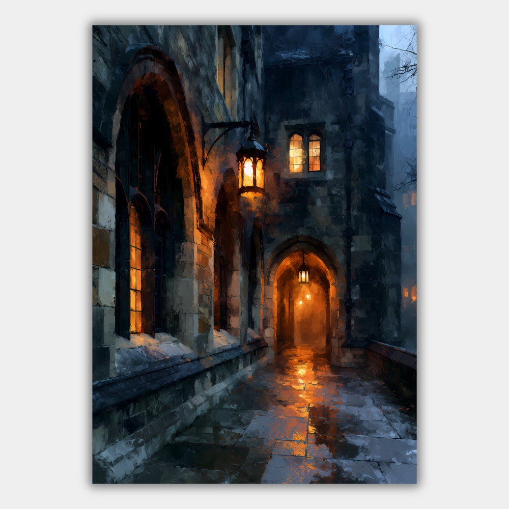 Korridor mit Laternenlicht Poster – Produktansicht 1